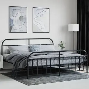 Berkfield Metal Bed Frame with Headboard and Footboard Black 200x200 cm