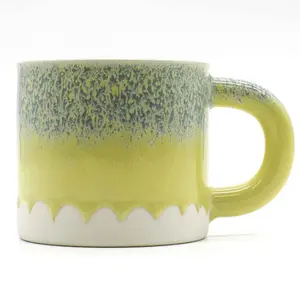 Scandi Home Set of 2 480ml Terra Fusion Green & Yellow Reactive Glazed Ceramic Mugs