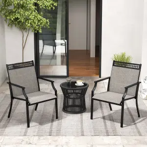 Costway Set of 2 Outdoor Patio Chairs Dining Chair Set Heavy Duty Metal Frame