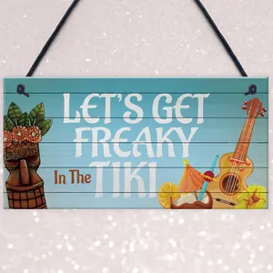 Red Ocean Novelty Tiki Bar Sign Home Bar Decor Cocktail Bar Garden Decor Hanging Plaque