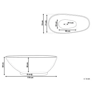 Bath 1700 x 800 mm Marble Effect Black RIOJA