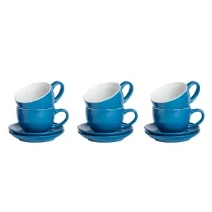 Argon Tableware - Coloured Cappuccino Cup & Saucer Set - 250ml - 12pc - Blue