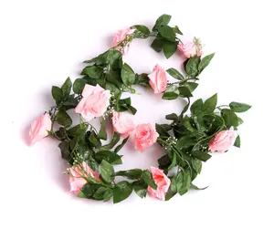 Best Artificial 7ft Baby Pink Silk Rose Garland decoration - perfect from home, office or events