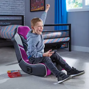 X Rocker Ergonomic Faux Leather Rocker Game Chair with Built-in Speakers Purple/Grey