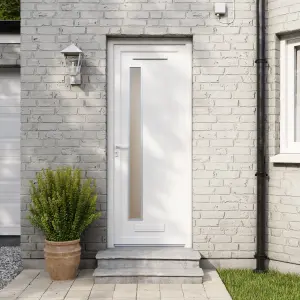 Fortia Gatteo Frosted Glazed White RH External Front Door set, (H)2085mm (W)920mm