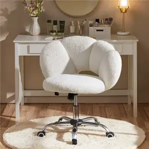 Yaheetech Upholstered Desk Chair with Cloud Shaped Backrest - White