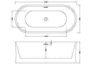 Contemporary White Curved Freestanding Bath from Balterley - 1700mm x 780mm