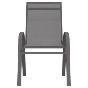 Berkfield Stackable Garden Chairs 2 pcs Grey Textilene Fabric