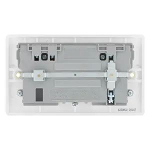 LAP White Double 13A Raised slim Switched Screwed Socket with USB, x2 & White inserts