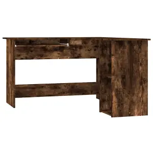 Berkfield Corner Desk Smoked Oak 120x140x75 cm Engineered Wood