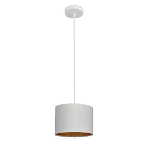 Luminosa Alba Cylindrical Pendant Ceiling Light White, Gold 20cm