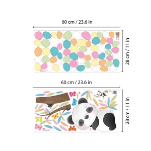 Walplus Combo Kids - Sleeping Panda With Dalmatian Candy Holographic Dots Wall Sticker PVC