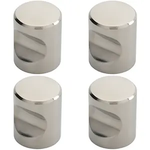 4x Cylindrical Cupboard Door Knob 25mm Diameter Polished Stainless Steel Handle