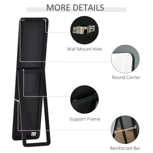 HOMCOM Full Length Mirror Free Standing or Wall Mount Dressing Bedroom Black