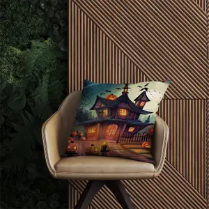 Spooky Halloween House Outdoor Cushion 60cm x 60cm