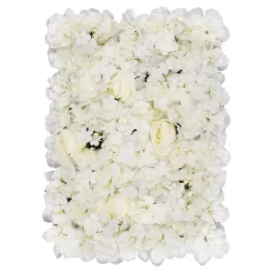 Artificial Flower Wall Backdrop Panel, 60cm x 40cm, White with Berries