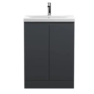 610mm Free-standing Single Vanity Unit Satin Anthracite