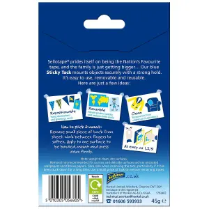 Sellotape Sticky Tack for Home & Office, Reusable Blue Tack Adhesive, 45g, 5pack