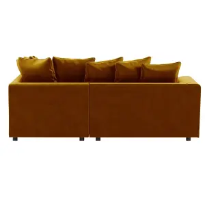 Brooklyn Plush Velvet 3 to 4 Seater L Shaped Corner Sofa Foam Gold Right Hand Facing