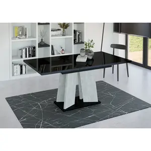 Extendable Dining Table Alekzander Black/Light Grey