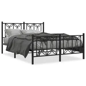 Berkfield Metal Bed Frame without Mattress with Footboard Black 140x200cm