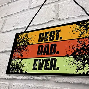 Red Ocean BEST DAD EVER Gift Hanging Sign For Birthday Fathers Day Gift Man Cave Shed Office Sign Gift For Dad Gift For Him Dad