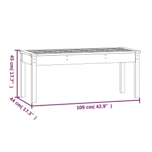 Berkfield Garden Bench Grey 109x44x45 cm Solid Wood Pine