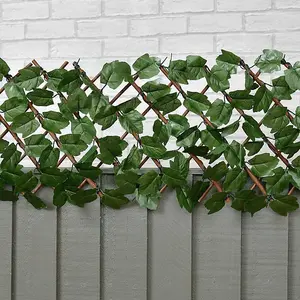 Expanding Artificial Ivy Leaf Trellis, Garden Hedge Trellis Privacy Screen - L180 x H30 cm