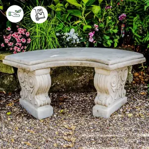 Stunning Classic Stone Garden Bench Loveseat