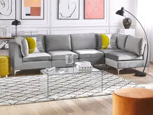 Corner Sofa EVJA Grey Velvet Left Hand