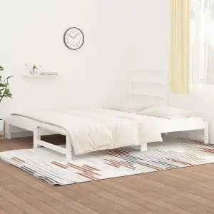 Berkfield Pull-out Day Bed White 2x(90x200) cm Solid Wood Pine