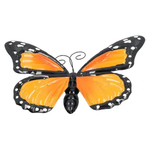 Giant Metal 3D Orange Butterfly Garden/Home Wall Art Ornament 8x25x37cm