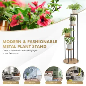 COSTWAY Indoor Metal Plant Stand 125 cm Tall Corner Plant Shelf Display Shelf