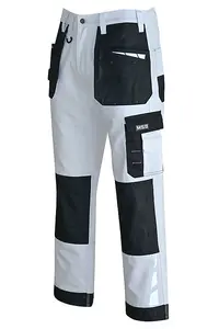 MS9 Mens Hi Viz Cargo Combat Holster Pockets Tactical Working Work Trouser Trousers Pants Jeans E1, White - 36W/32L