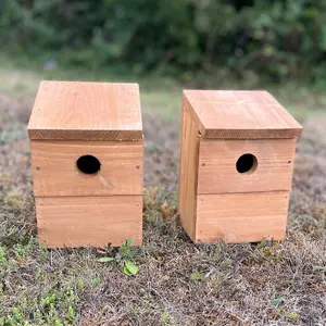 Wooden Multi-Hole Wild Bird Classic Nest Birdhouse Boxes (Set of 4)