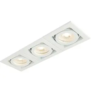 Triple Square Adjustable Head Ceiling Spotlight White GU10 50W Box Downlight