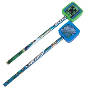 Minecraft Pencil and Topper Set (Pack of 2) Multicoloured (One Size)