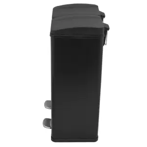 60L Dual Compartment Pedal Bin In Black