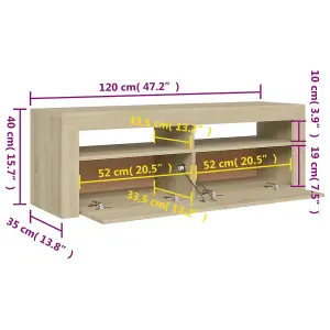 vidaXL TV Cabinet with LED Lights Sonoma Oak 120x35x40 cm