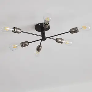 Harper Living Black and Pewter 6-Light Ceiling Spotlight