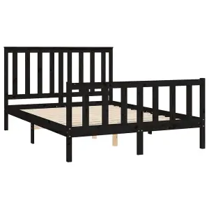 Berkfield Bed Frame with Headboard Black 120x200 cm Solid Wood Pine