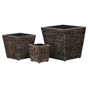 Berkfield Garden Raised Beds 3 pcs Water Hyacinth Brown