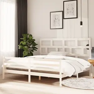 Berkfield Bed Frame White Solid Wood Pine 200x200 cm