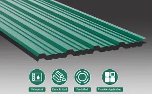 12 Pcs Wainscoting Panels for Wall & Roof Corrugated Metal Roof Panels Dark Green L 129 cm x W 45 cm x T 0.27 mm