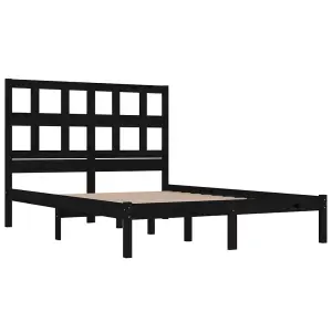 Berkfield Bed Frame Black Solid Wood Pine 140x190 cm