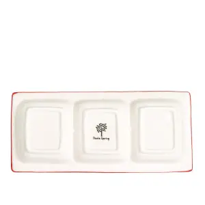 Nicola Spring - Patchwork Christmas Snack Plate - 32 x 13.5cm - White