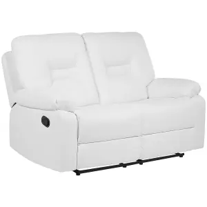 2 Seater Faux Leather Manual Recliner Sofa White BERGEN