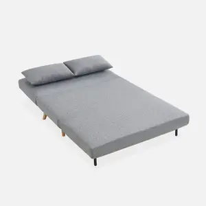 sweeek. 2-seater scandi-style folding sofa bed Guesta Light Grey 120x89x80 cm