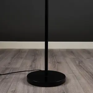 ValueLights Forseti Modern Matt Black Uplighter Floor Lamp with Bowl Shaped Shade