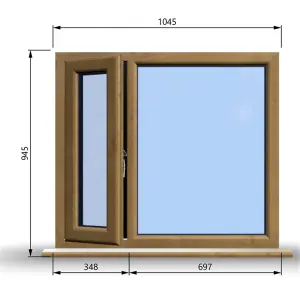 1045mm (W) x 945mm (H) Wooden Stormproof Window - 1/3 Left Opening Window - Toughened Safety Glass